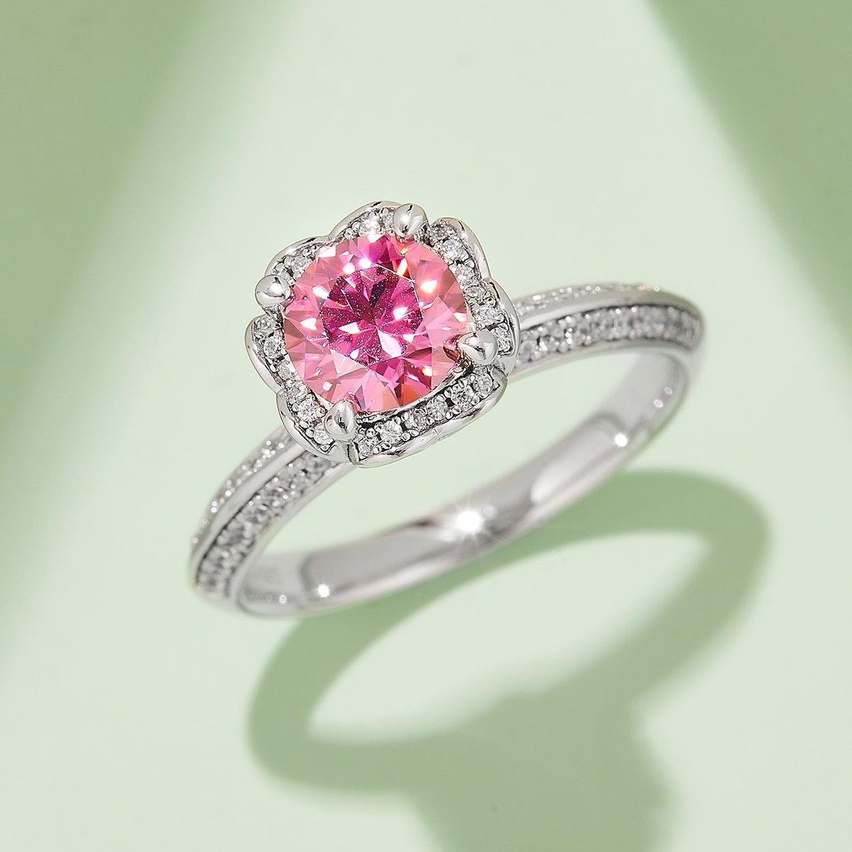 Round Moissanite Heart Bouquet Ring - 1ct DEW Floral Halo - Image 5