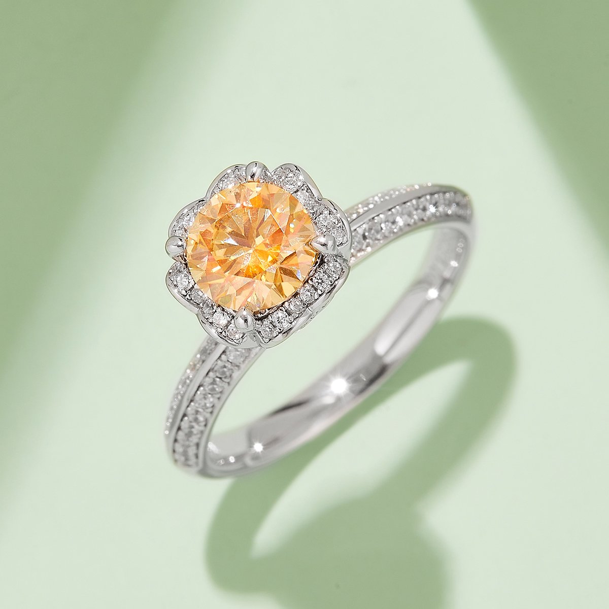 Round Moissanite Heart Bouquet Ring - 1ct DEW Floral Halo - Image 6