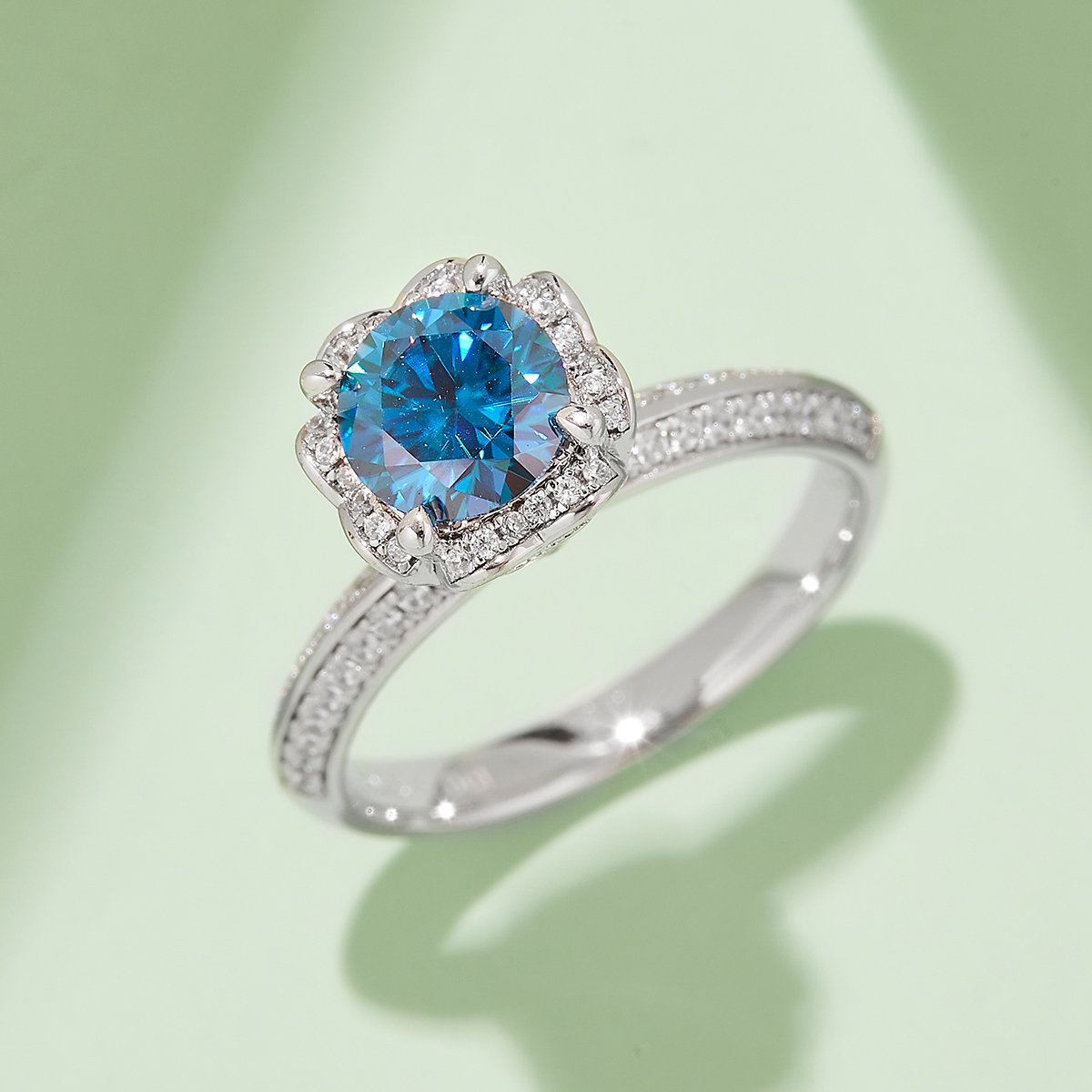 Round Moissanite Heart Bouquet Ring - 1ct DEW Floral Halo - Image 7