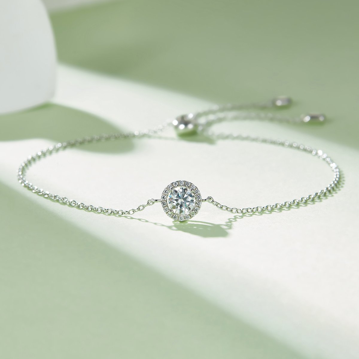 Round Pavé Halo Moissanite Necklace & Earrings Set - Image 8