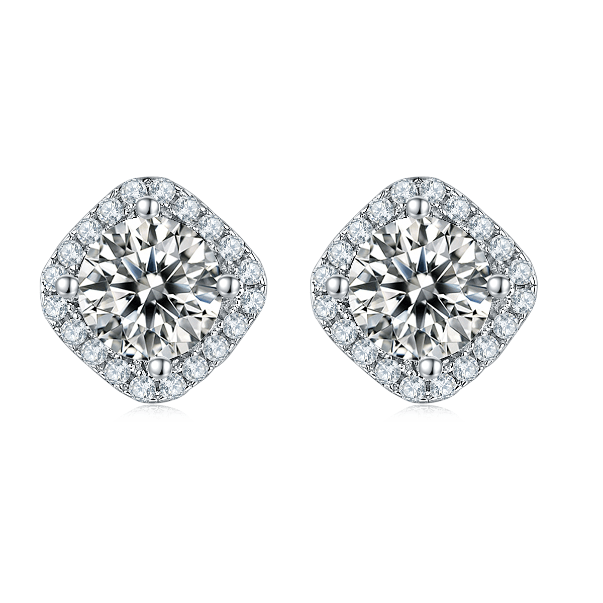 Cushion Halo Moissanite Necklace & Earrings Set - Image 3