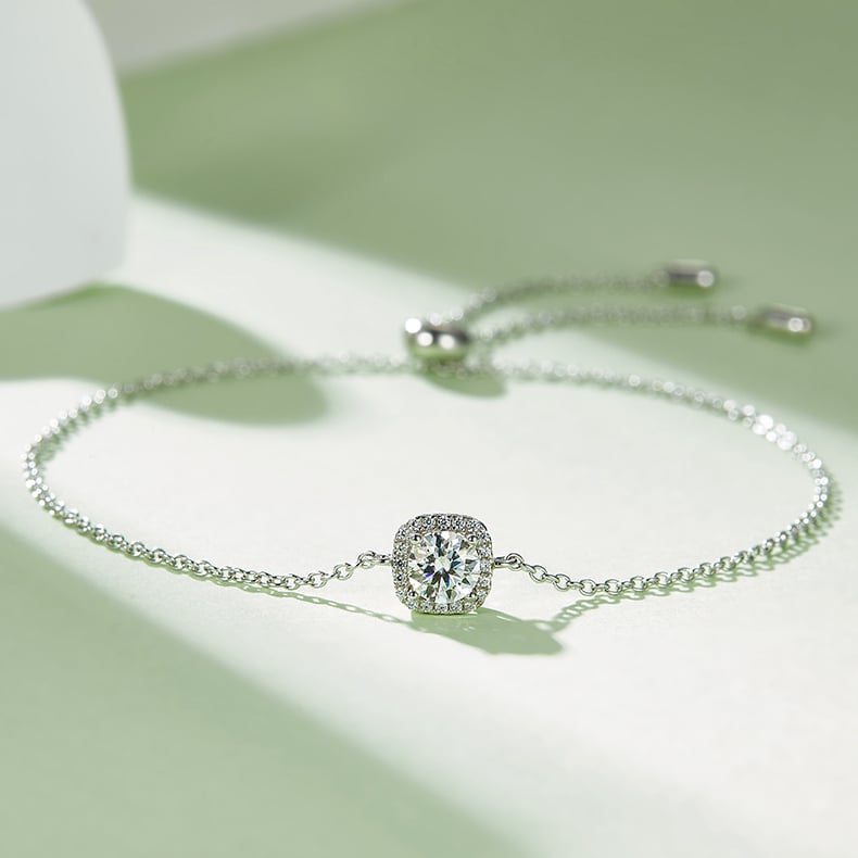 Cushion Halo Moissanite Necklace & Earrings Set - Image 8