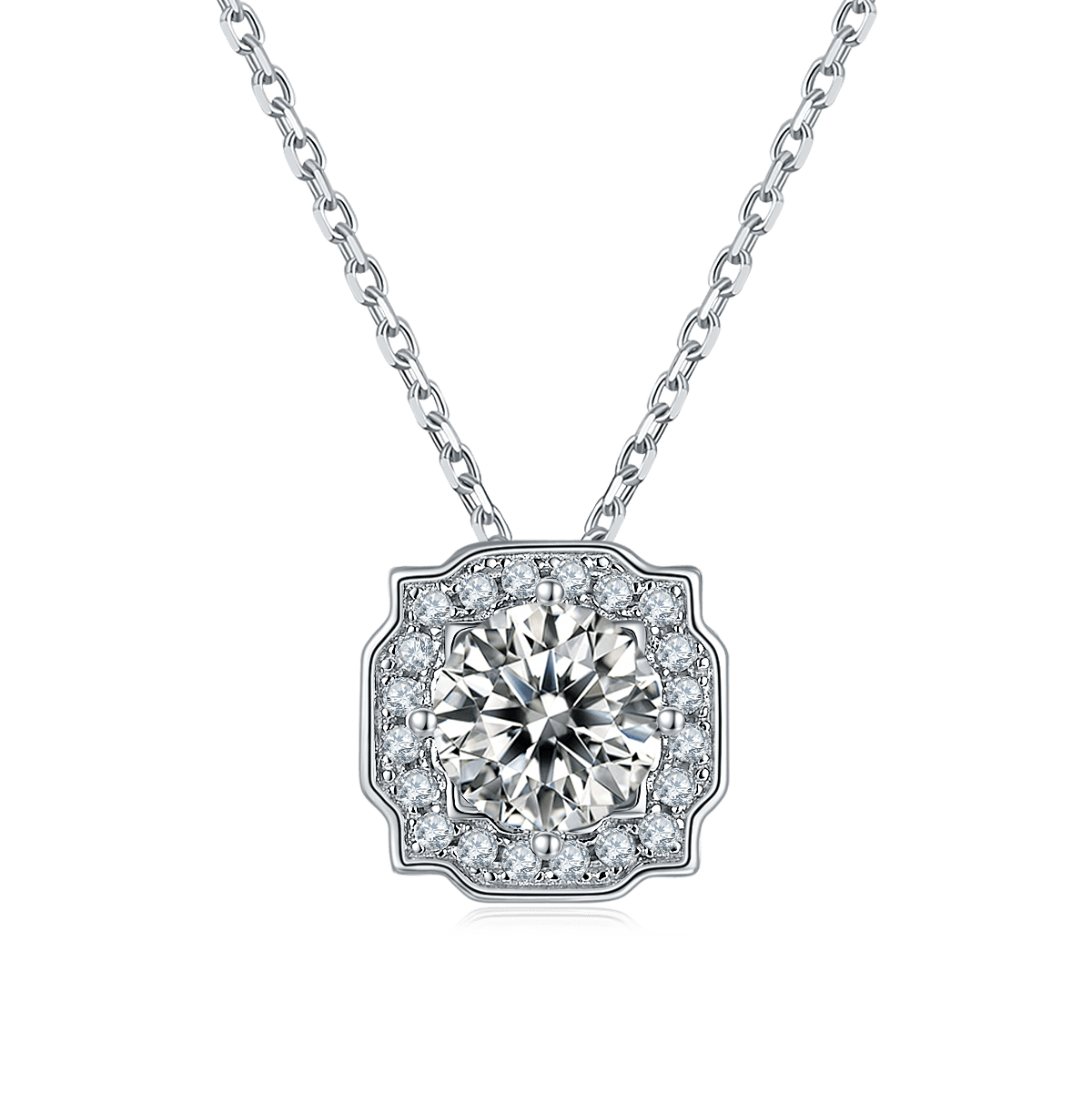 Vintage Halo Moissanite Necklace & Earrings Set - Image 2