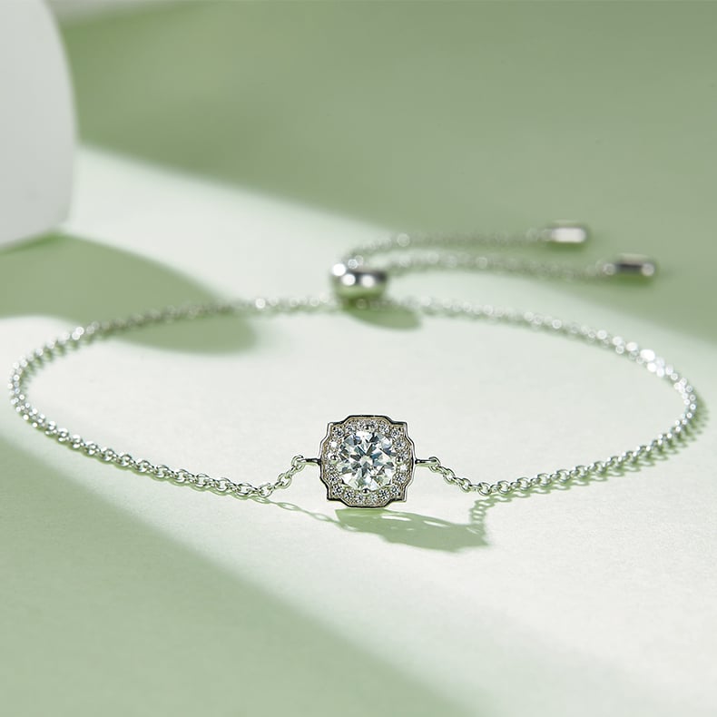 Vintage Halo Moissanite Necklace & Earrings Set - Image 8