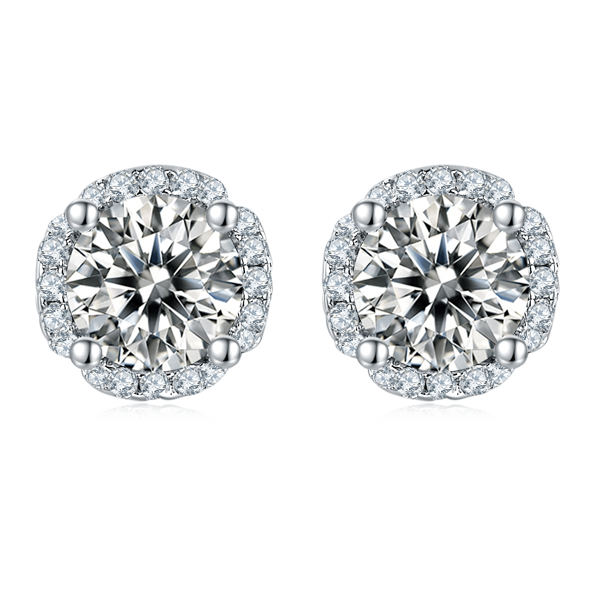 Scalloped Halo Moissanite Necklace & Earrings Set | 925 Sterling Silver - Image 3