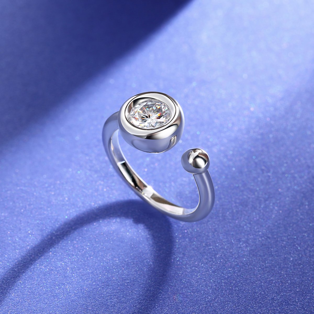 Round Moissanite Open Bezel Ring – 1ct DEW 925 Silver - Image 5