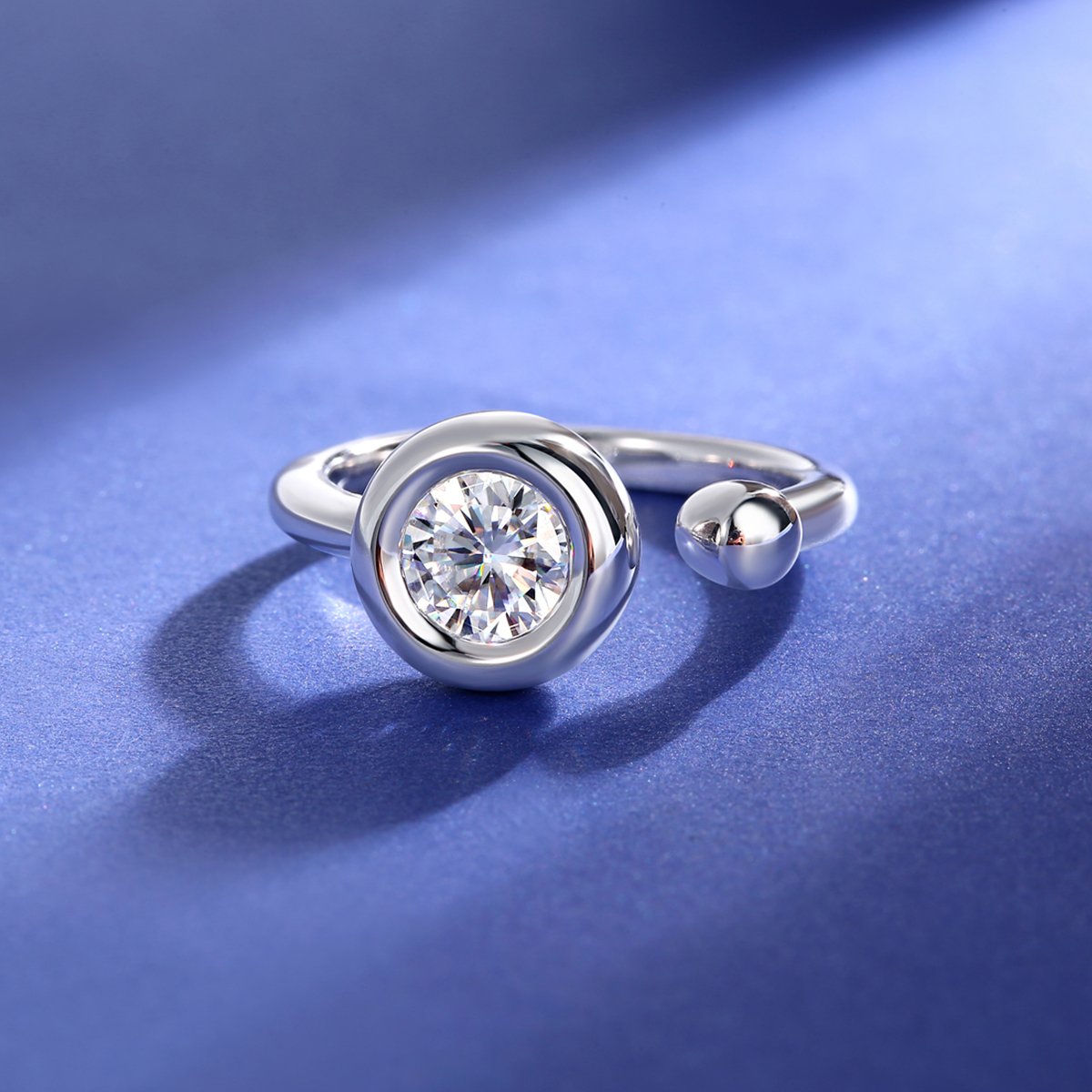Round Moissanite Open Bezel Ring – 1ct DEW 925 Silver - Image 6