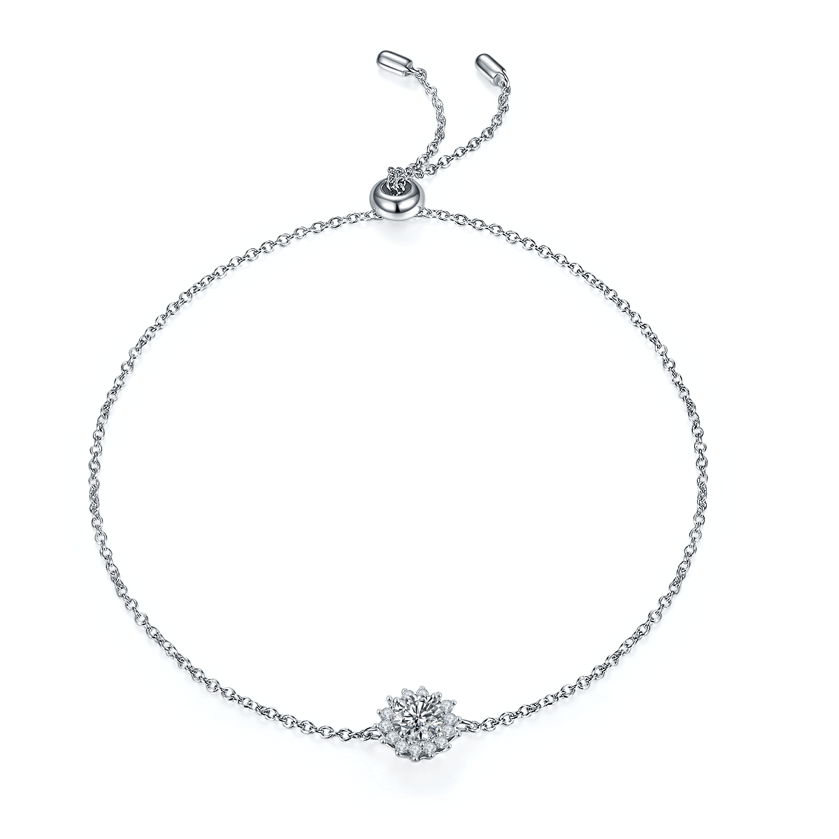 Sunflower Moissanite Necklace & Earrings Set | Round Halo | 925 Silver - Image 4