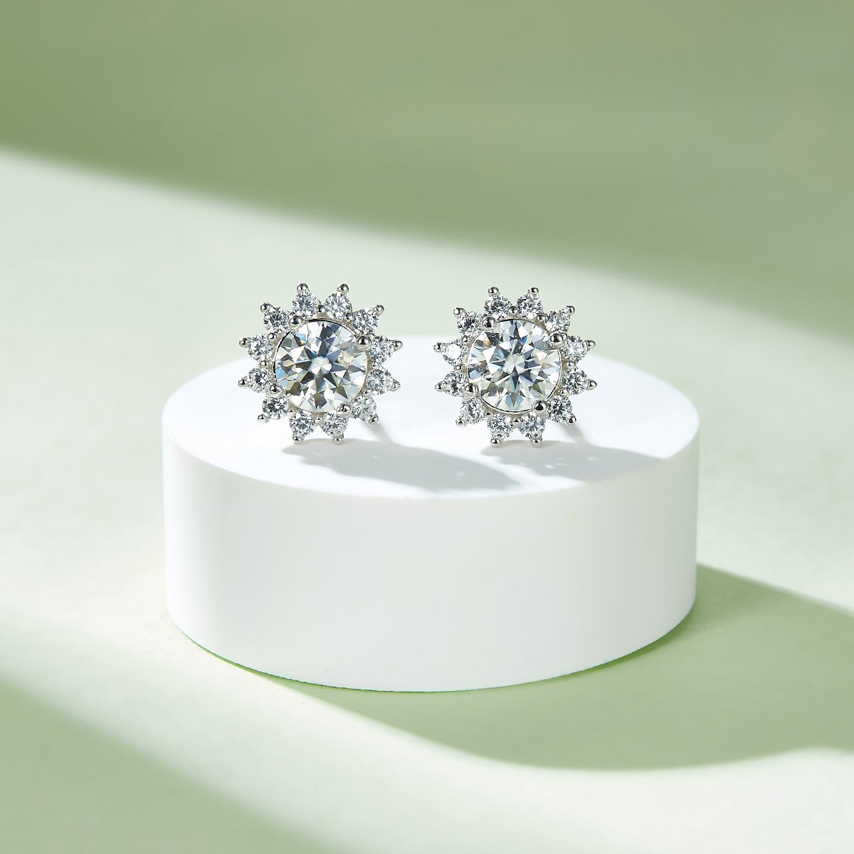 Sunflower Moissanite Necklace & Earrings Set | Round Halo | 925 Silver - Image 6