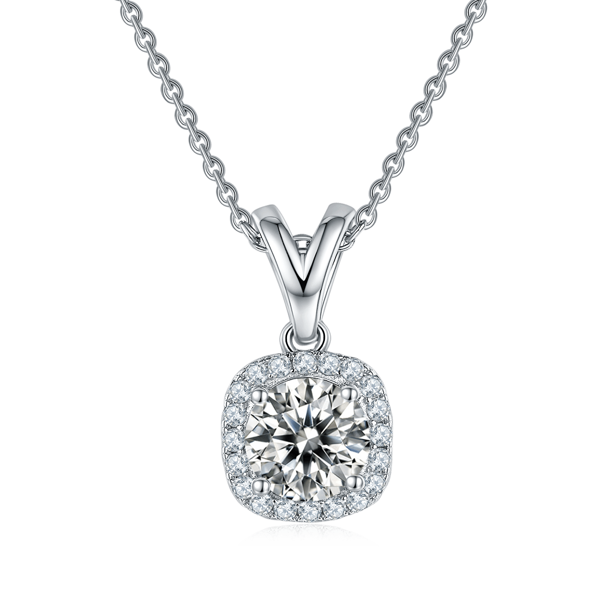 Square Halo Moissanite Necklace & Earrings Set - Image 2