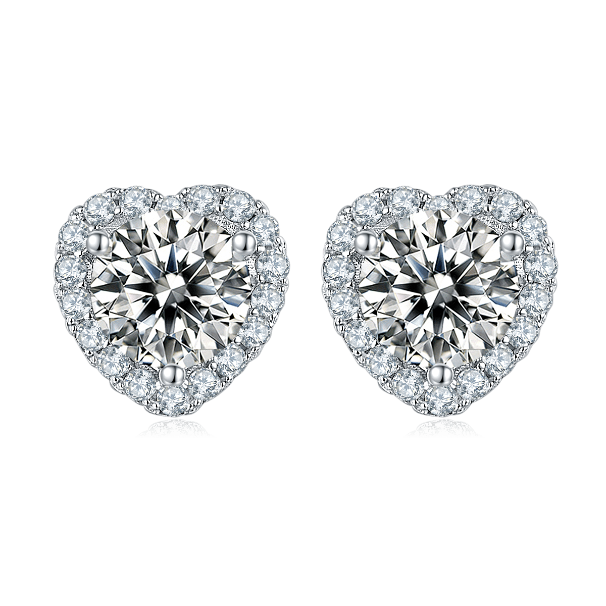 Heart Halo Moissanite Necklace & Earrings Set - Image 3