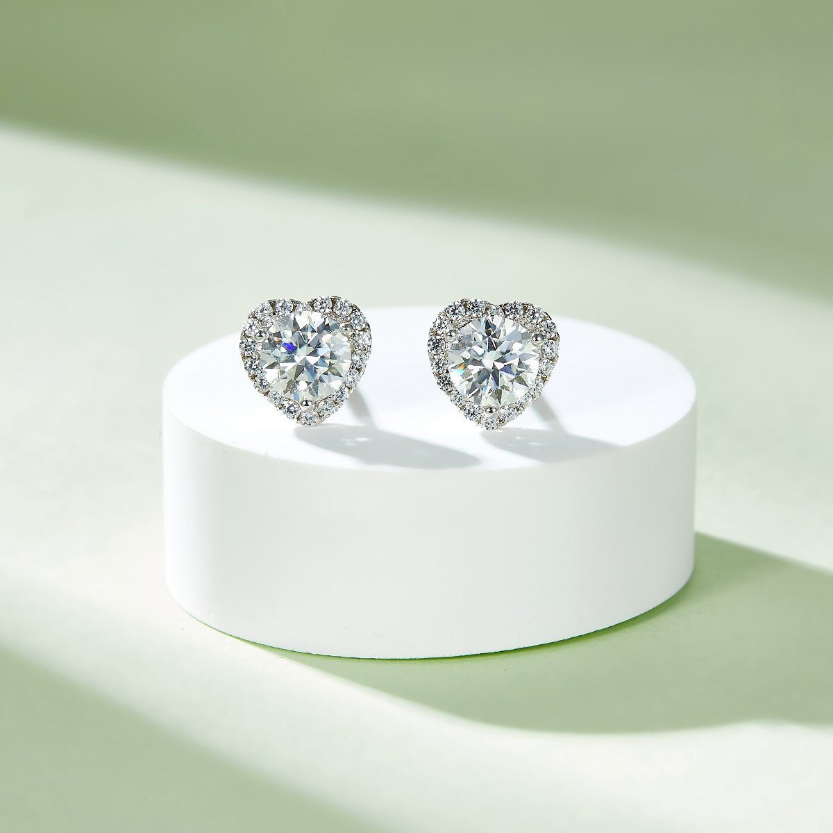Heart Halo Moissanite Necklace & Earrings Set - Image 6