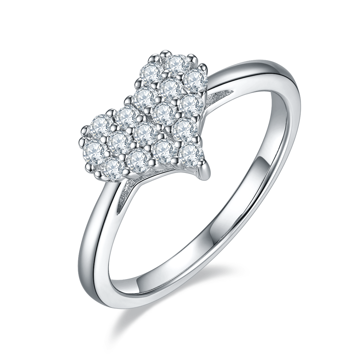 Moissanite Pavé Heart Ring | 0.33ct DEW DEF VVS | 925 Silver - Image 5