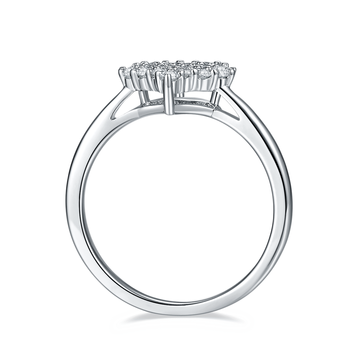 Moissanite Pavé Heart Ring | 0.33ct DEW DEF VVS | 925 Silver - Image 6