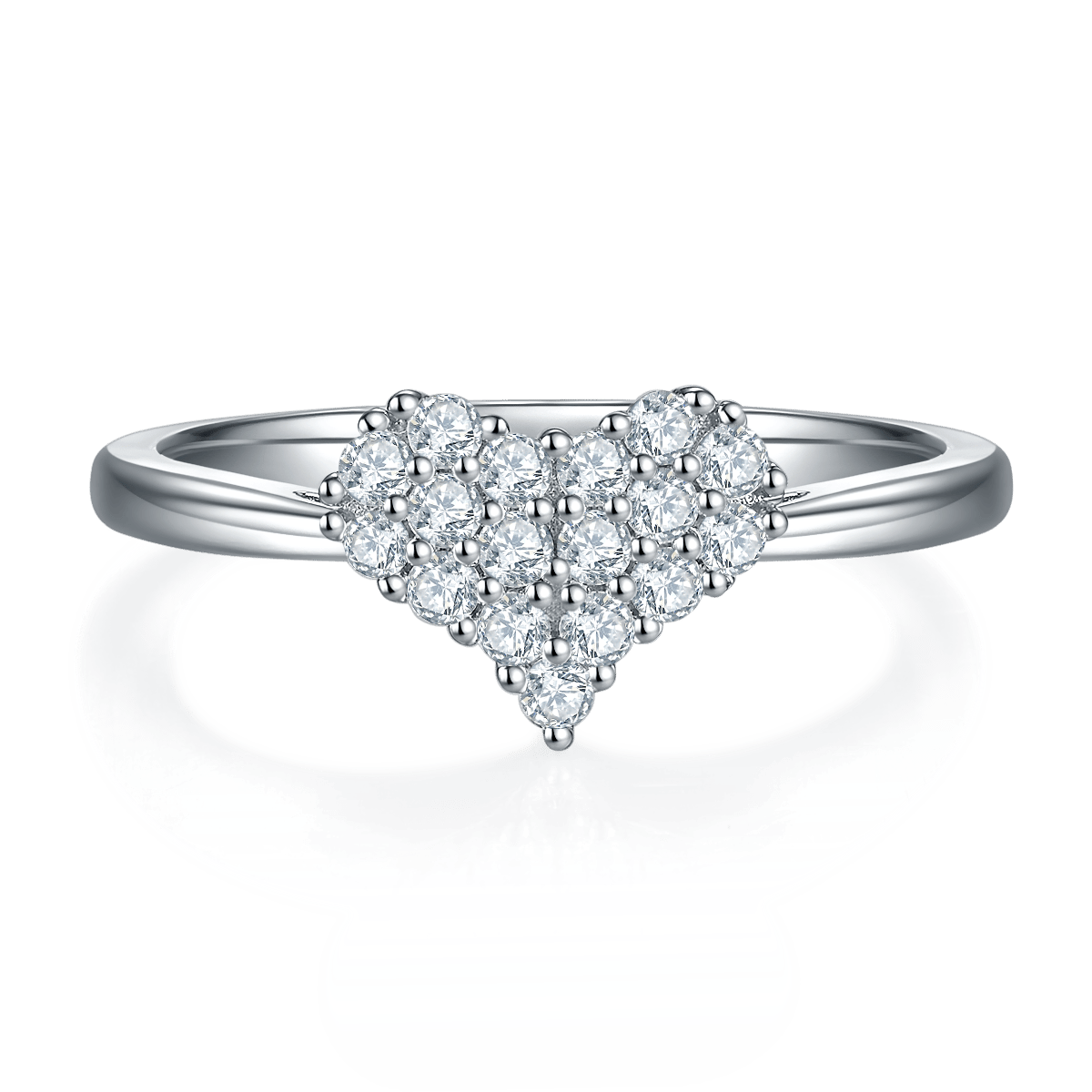 Moissanite Pavé Heart Ring | 0.33ct DEW DEF VVS | 925 Silver - Image 7