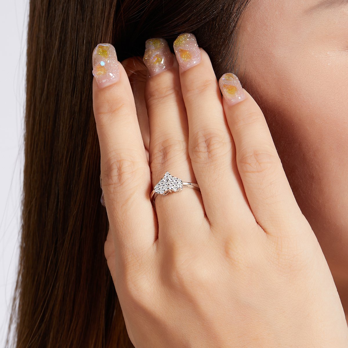 Moissanite Pavé Heart Ring | 0.33ct DEW DEF VVS | 925 Silver - Image 8