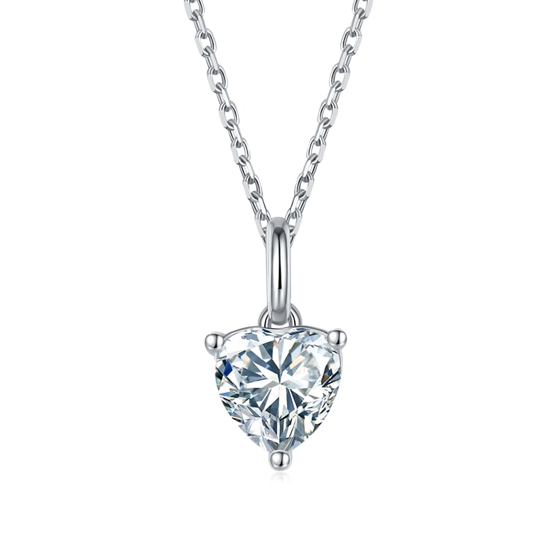 Heart Moissanite Necklace & Earrings Set – 1ct DEW Pendant + Matching Studs - Image 2