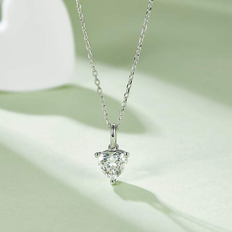 Heart Moissanite Necklace & Earrings Set – 1ct DEW Pendant + Matching Studs - Image 6