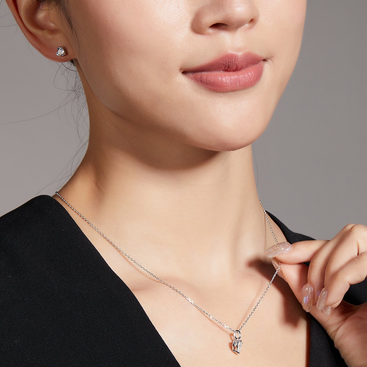Heart Moissanite Necklace & Earrings Set – 1ct DEW Pendant + Matching Studs - Image 8