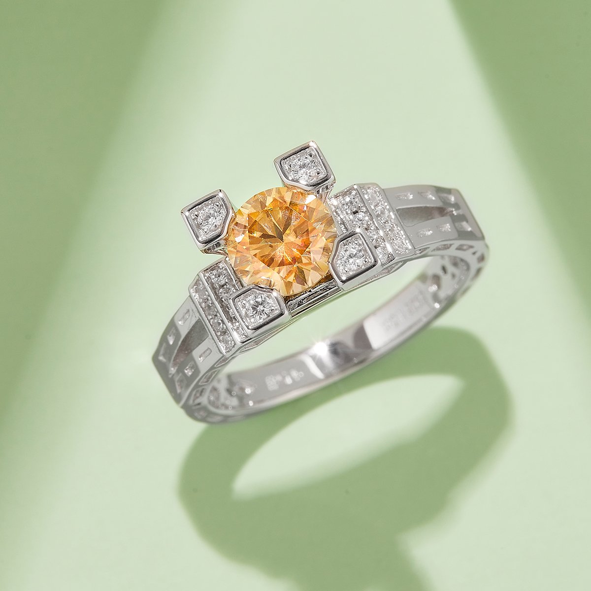 Round Moissanite Cathedral Ring – 1ct DEW DEF - Image 6