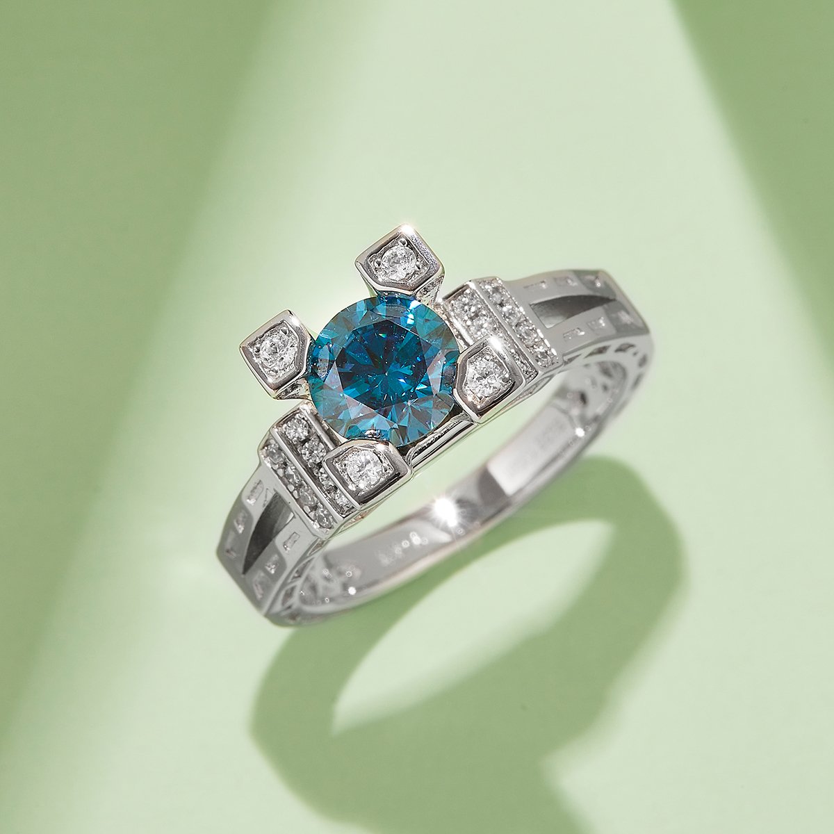 Round Moissanite Cathedral Ring – 1ct DEW DEF - Image 7