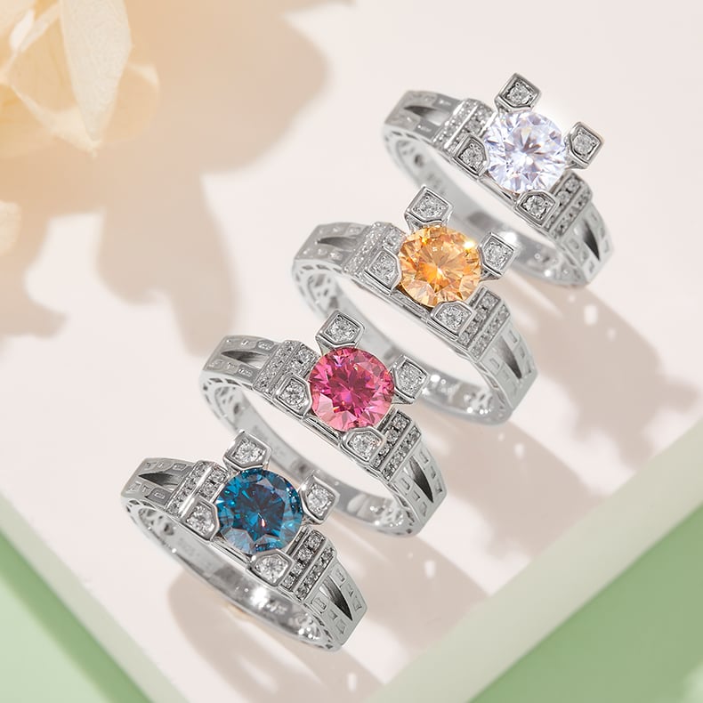 Round Moissanite Cathedral Ring – 1ct DEW DEF - Image 8