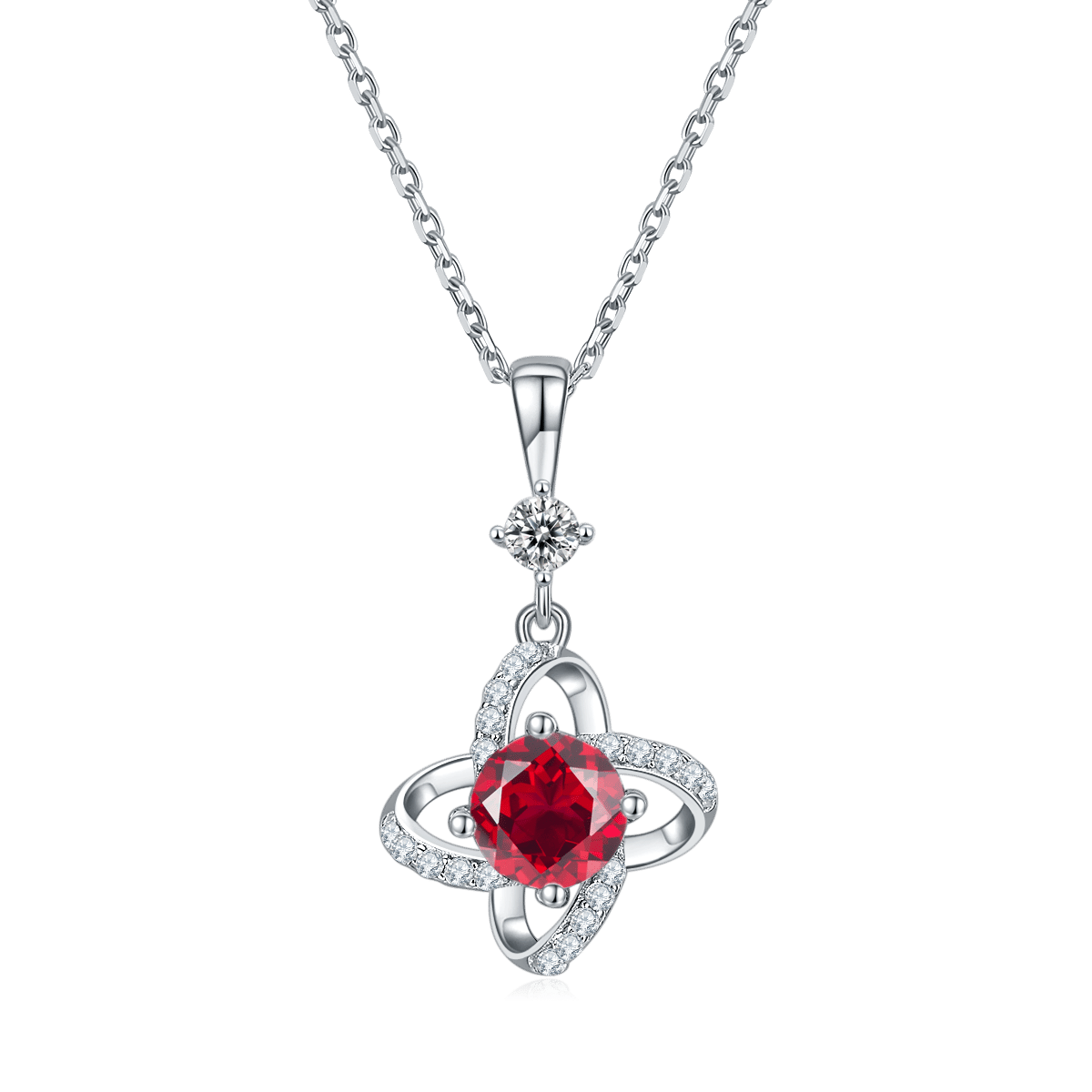 Moissanite Pinwheel Spiral Pendant Necklace - Image 2
