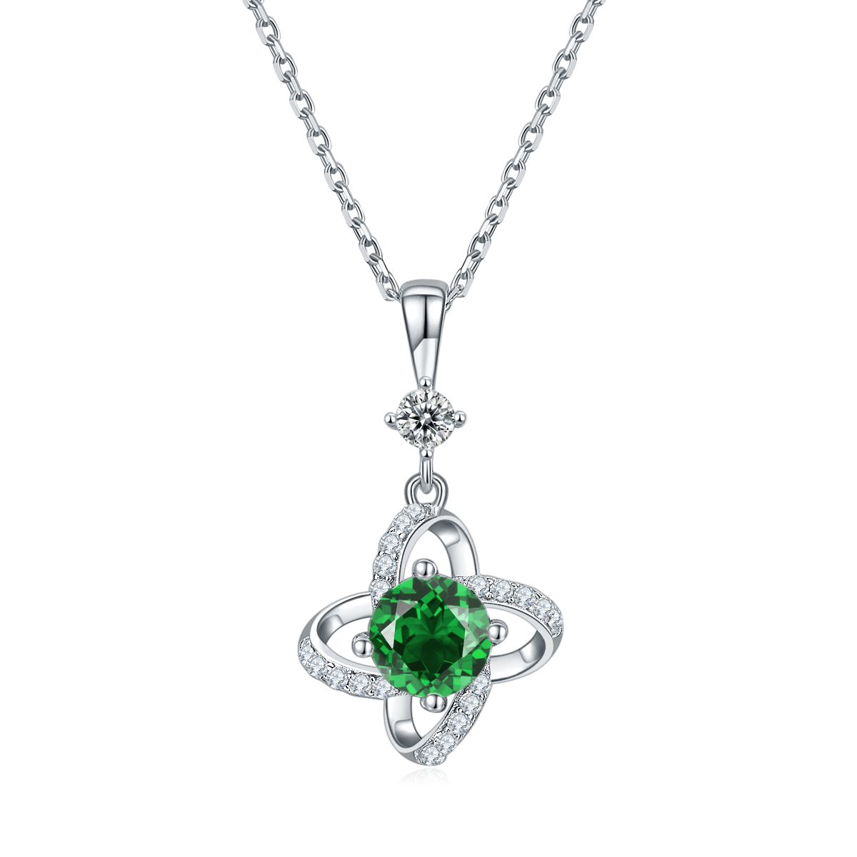 Moissanite Pinwheel Spiral Pendant Necklace - Image 4