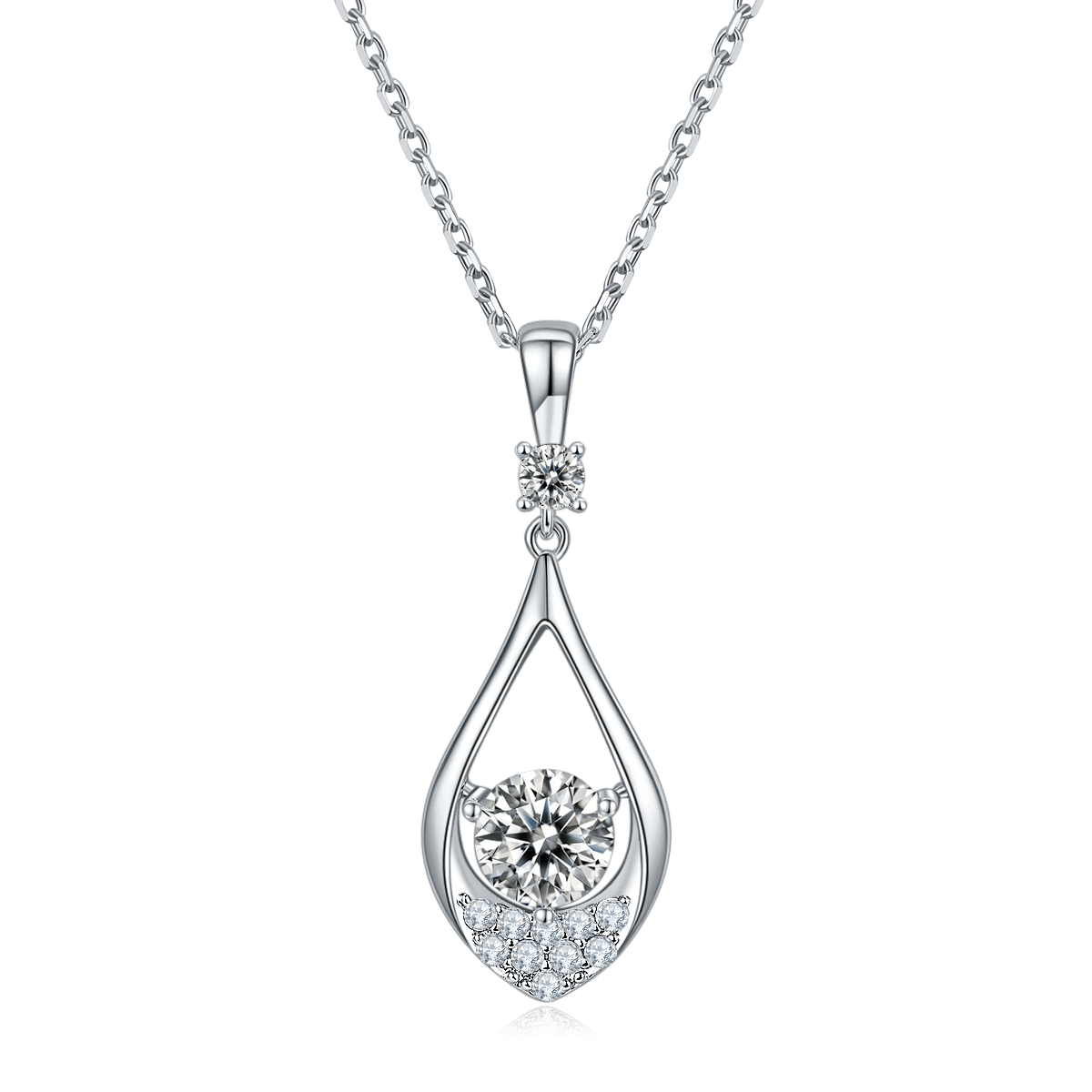 Moissanite Teardrop Dancing-Stone Pendant Necklace