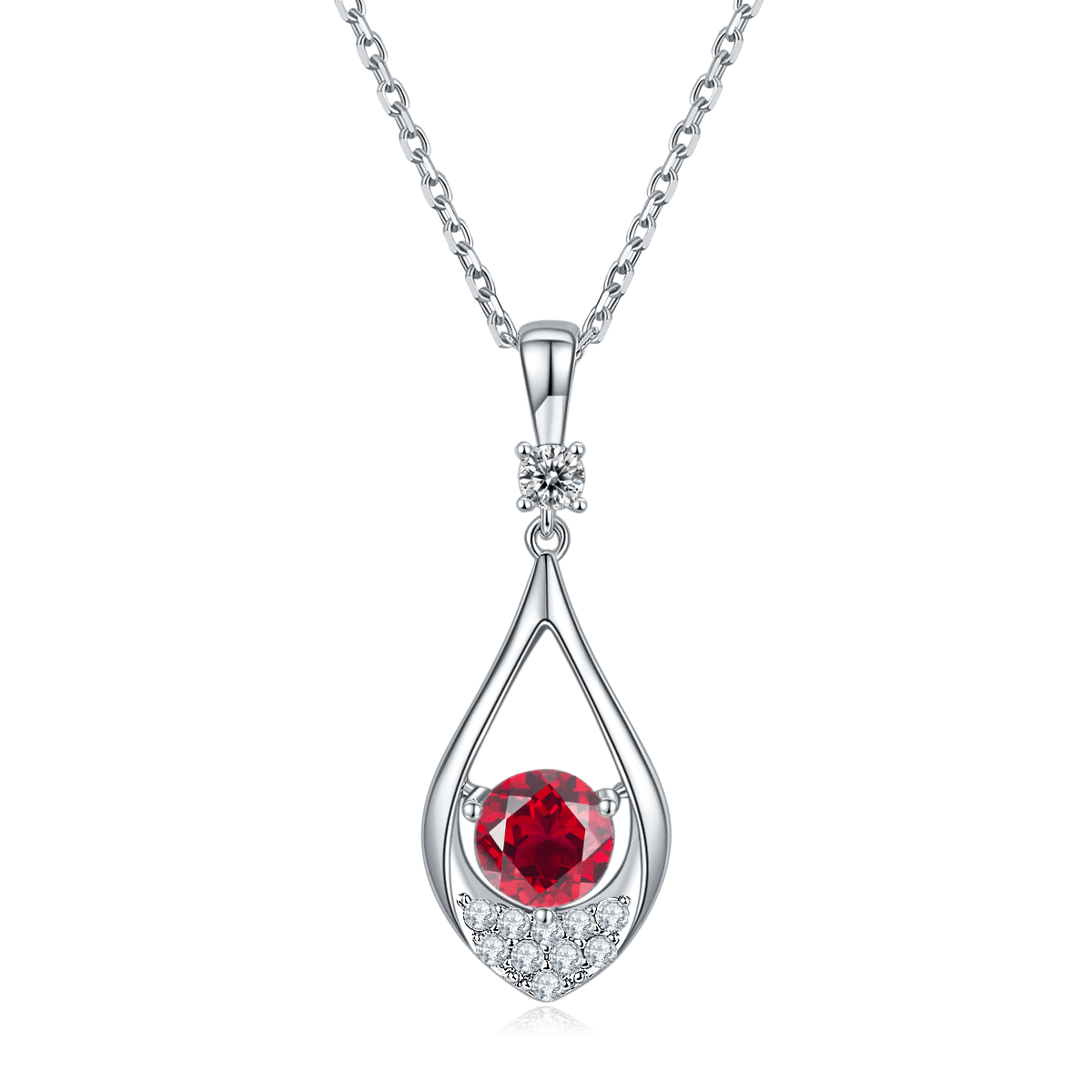Moissanite Teardrop Dancing-Stone Pendant Necklace - Image 2