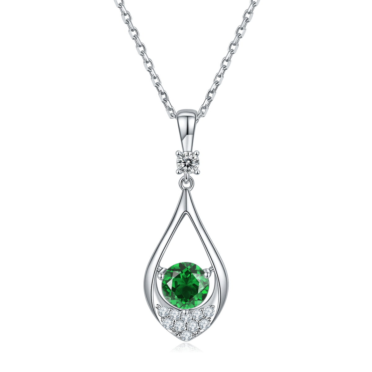 Moissanite Teardrop Dancing-Stone Pendant Necklace - Image 4