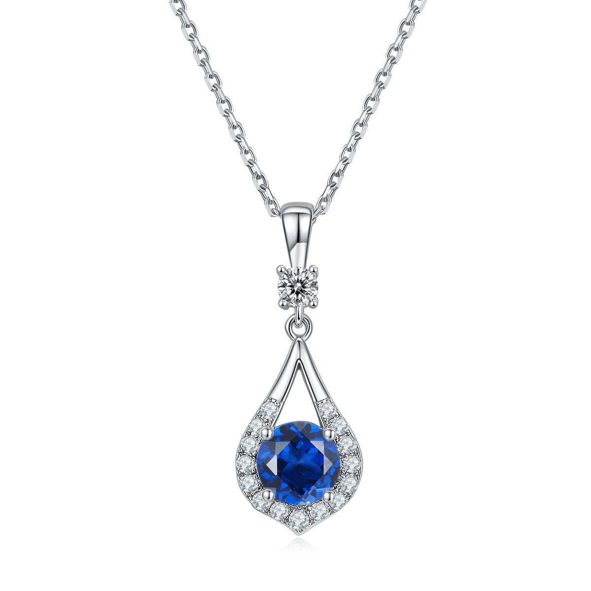 Teardrop Halo Moissanite Drop Pendant Necklace - Image 3