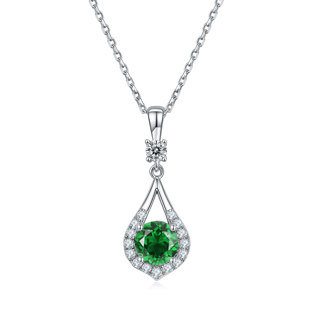 Teardrop Halo Moissanite Drop Pendant Necklace - Image 4