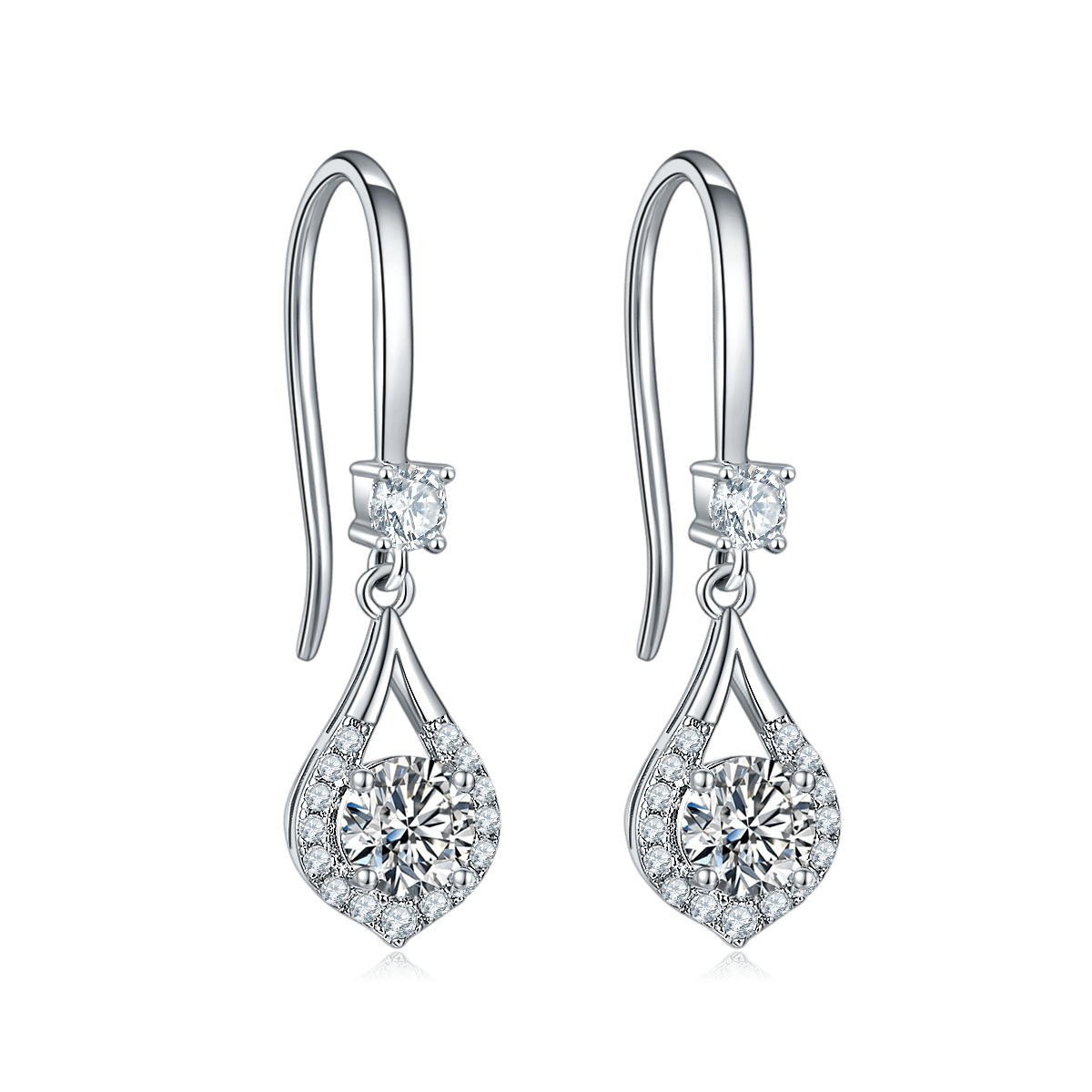 Teardrop Halo Moissanite Drop Pendant Necklace - Image 5