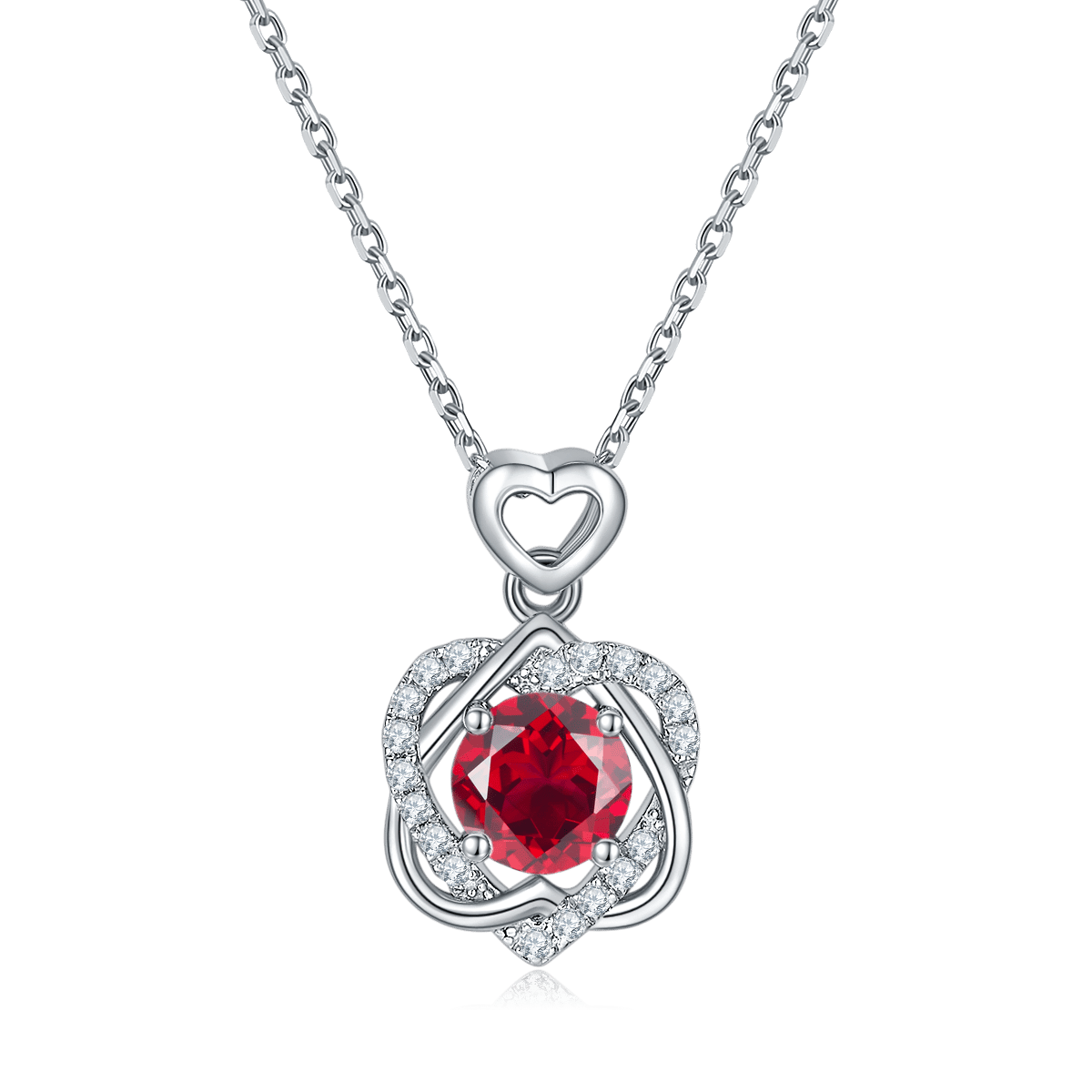 Rose Heart Moissanite Necklace - 1ct DEW Round Center, 925 Silver - Image 2