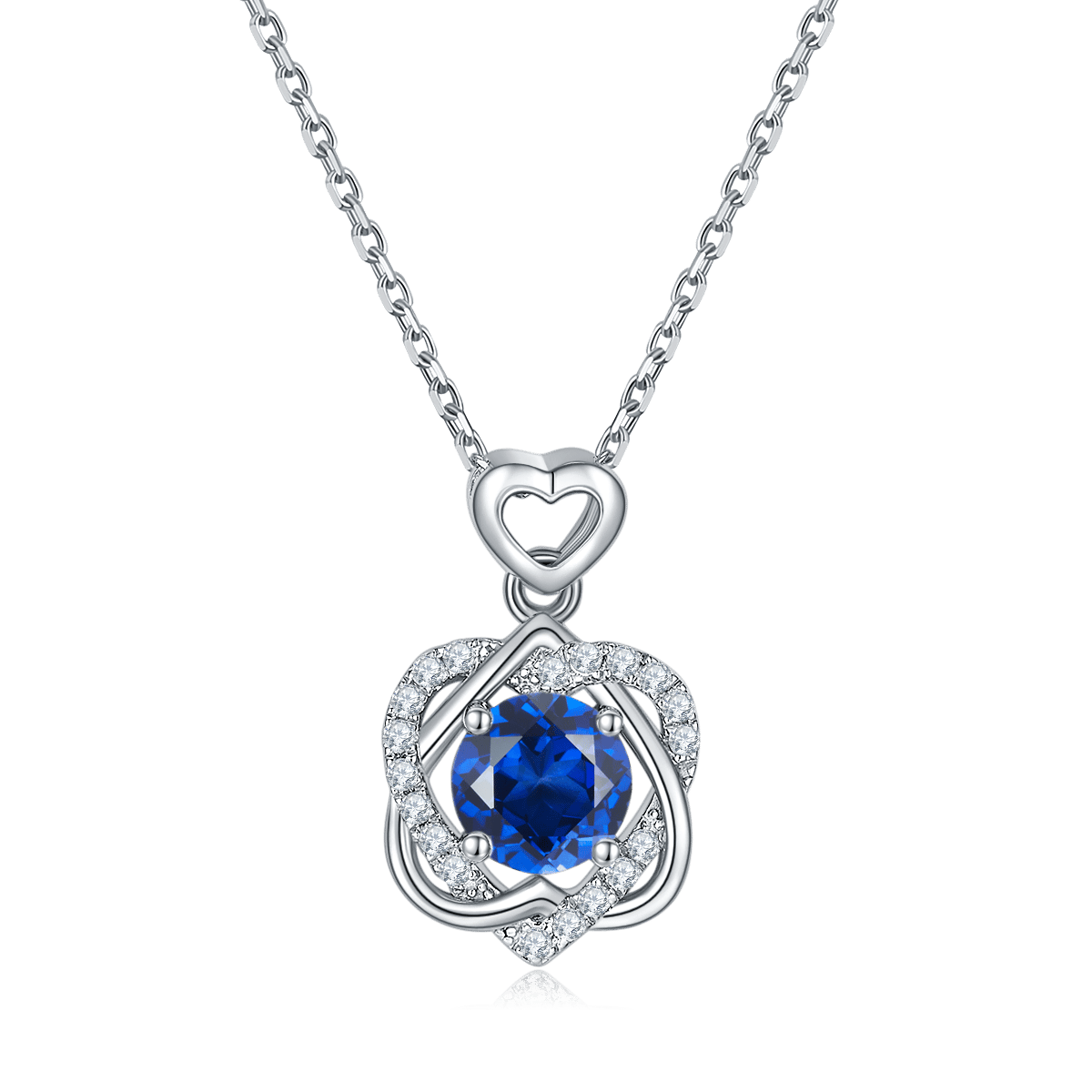 Rose Heart Moissanite Necklace - 1ct DEW Round Center, 925 Silver - Image 3
