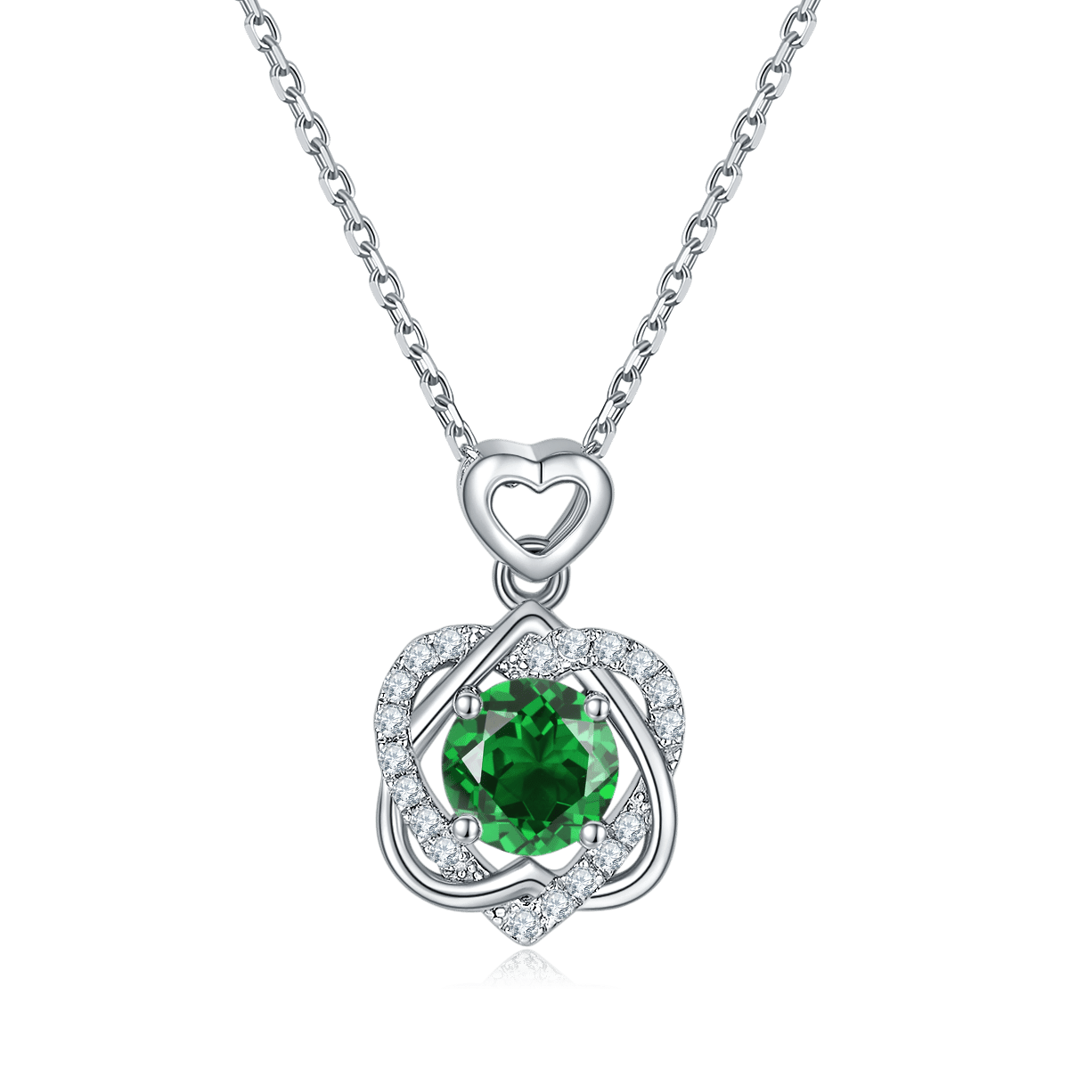 Rose Heart Moissanite Necklace - 1ct DEW Round Center, 925 Silver - Image 4