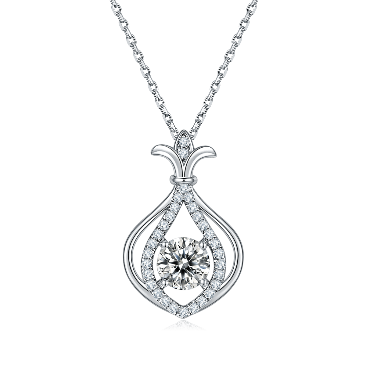 Gourd Dancing Moissanite Pendant Necklace – 1ct DEW (6.5mm)