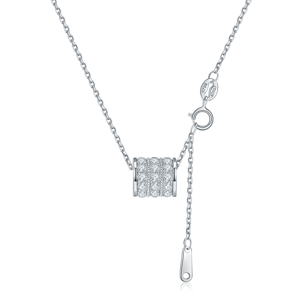 Cinched-Waist Pavé Moissanite Bead Necklace – 1.38ct DEW