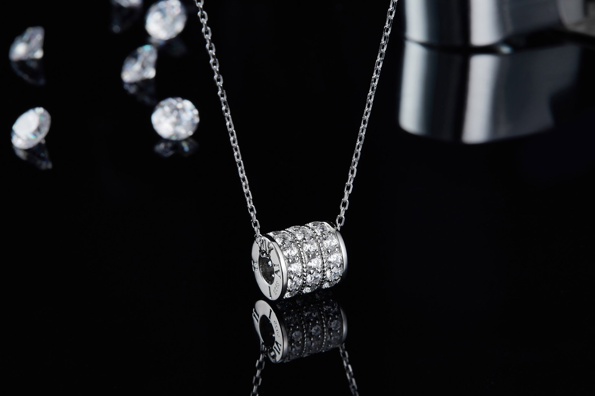 Cinched-Waist Pavé Moissanite Bead Necklace – 1.38ct DEW - Image 2