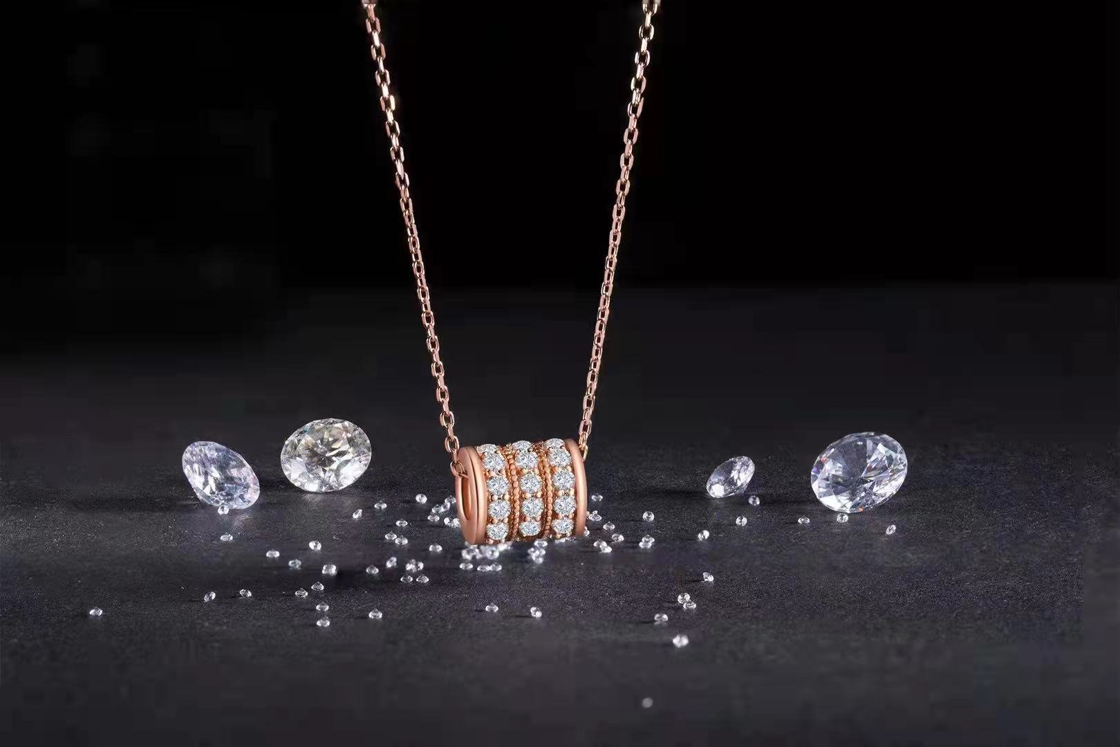 Cinched-Waist Pavé Moissanite Bead Necklace – 1.38ct DEW - Image 4