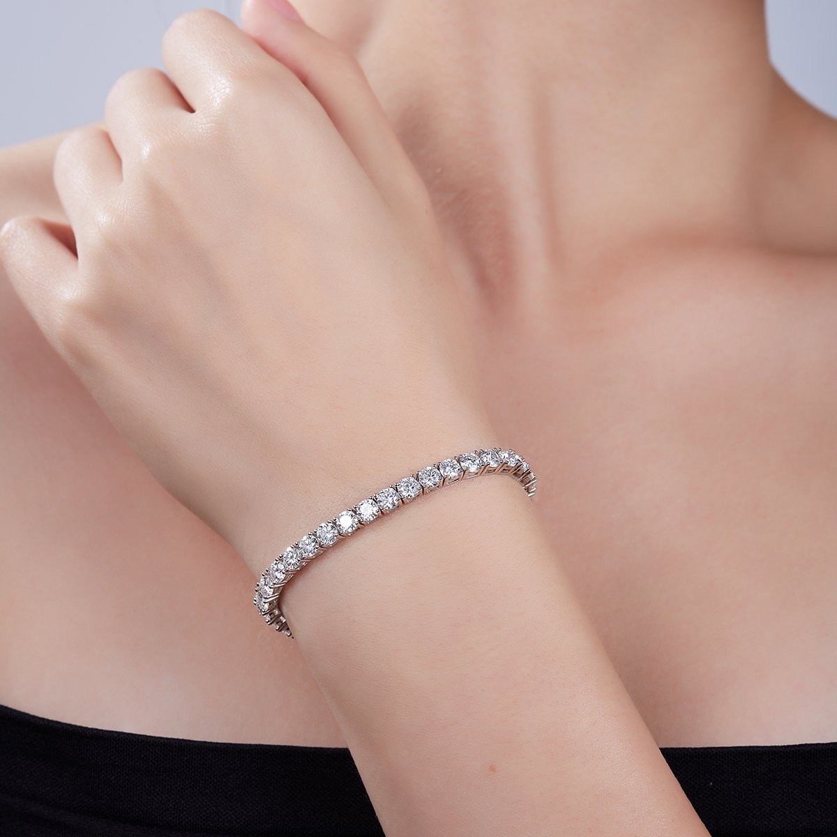 Four-Prong Moissanite Tennis Bracelet | D-E-F VVS 925 Silver - Image 7
