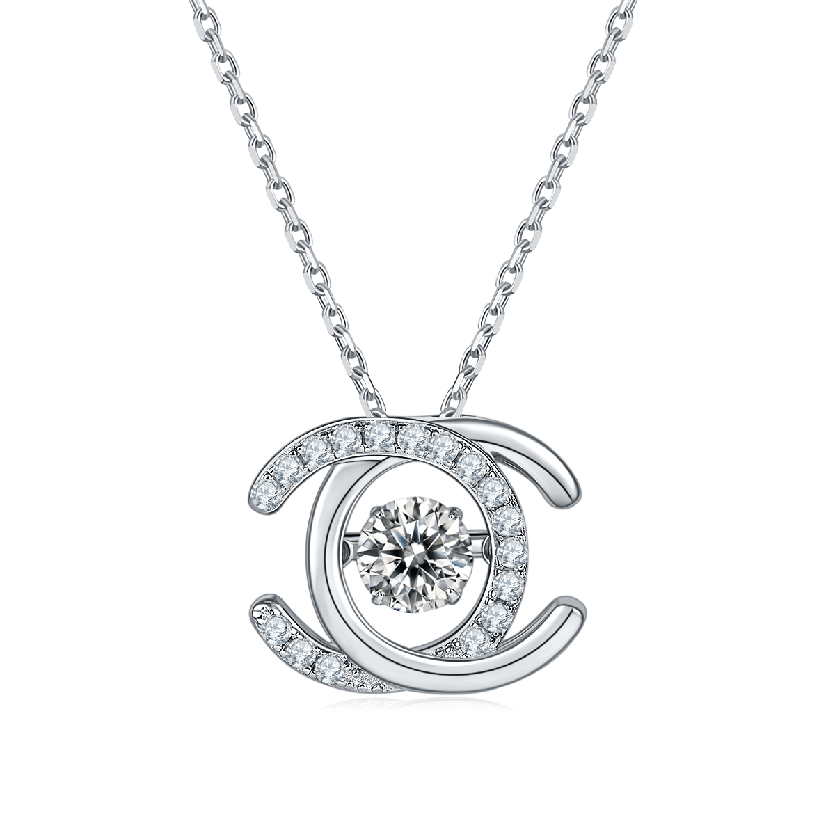 Moissanite Dancing Stone Necklace | 0.5ct DEW Floating Pendant - Image 2