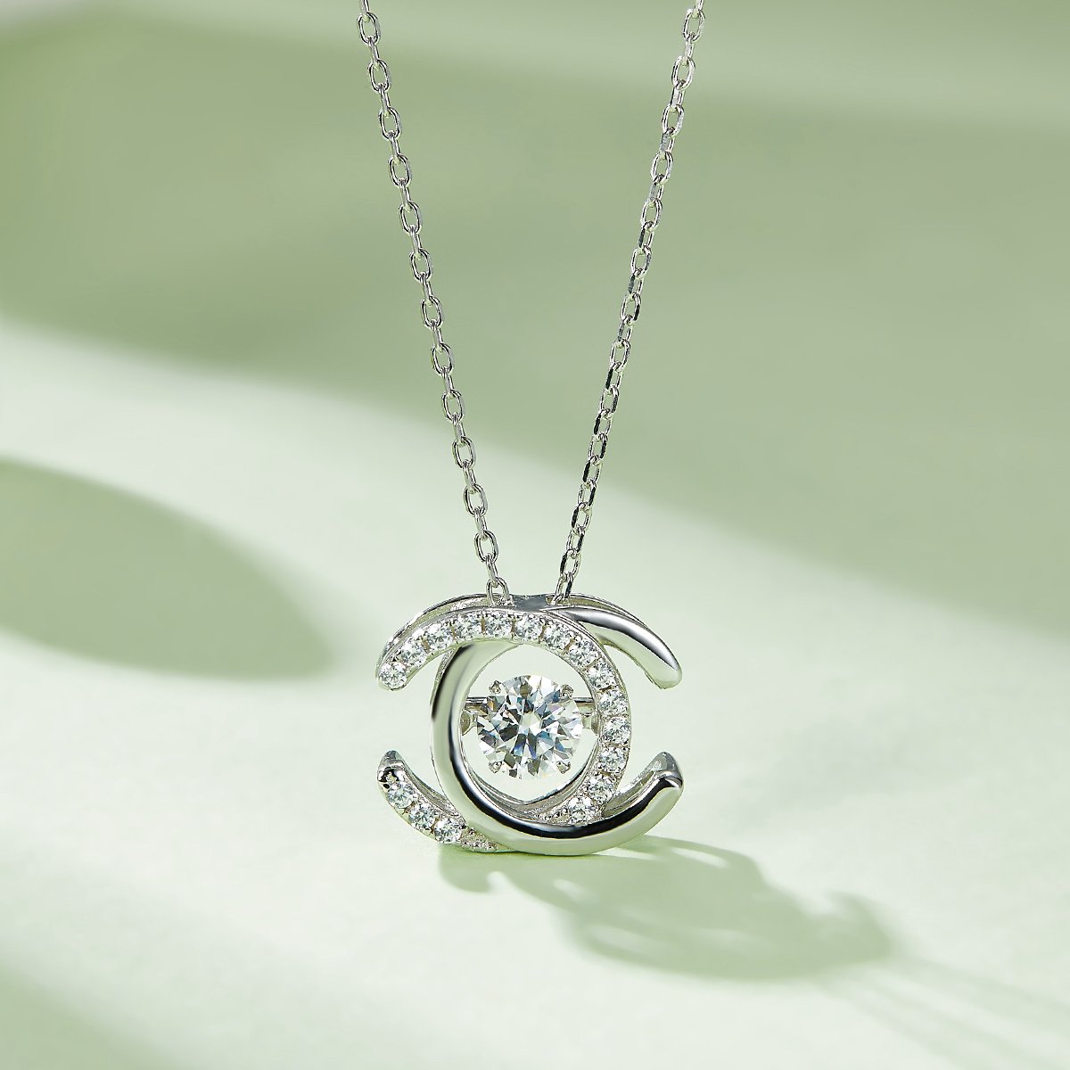 Moissanite Dancing Stone Necklace | 0.5ct DEW Floating Pendant - Image 3