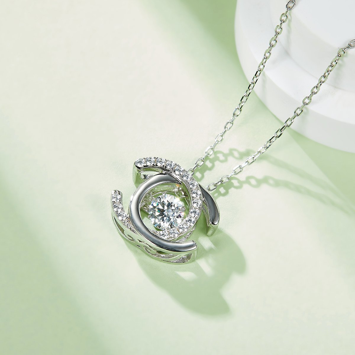 Moissanite Dancing Stone Necklace | 0.5ct DEW Floating Pendant - Image 4