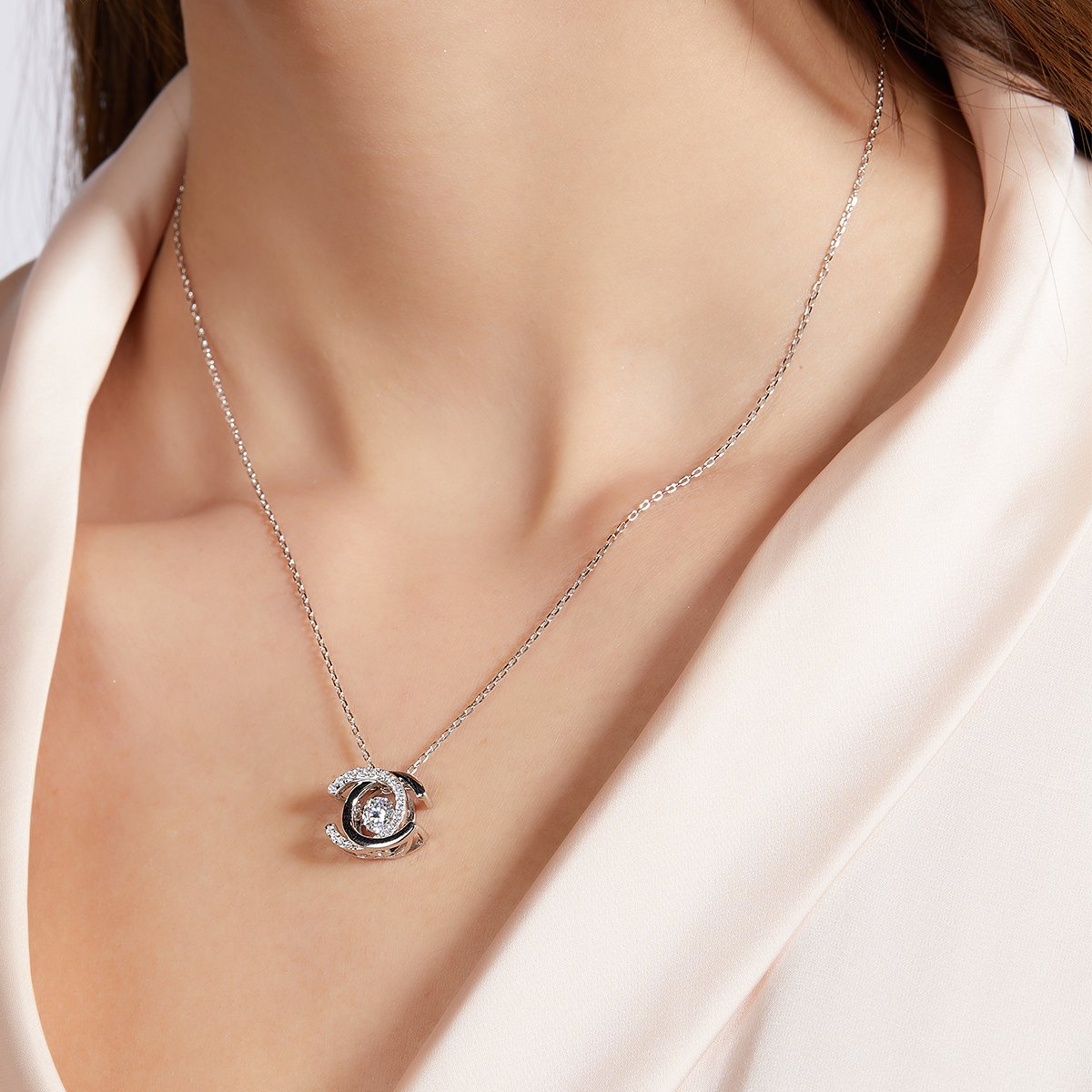 Moissanite Dancing Stone Necklace | 0.5ct DEW Floating Pendant - Image 6