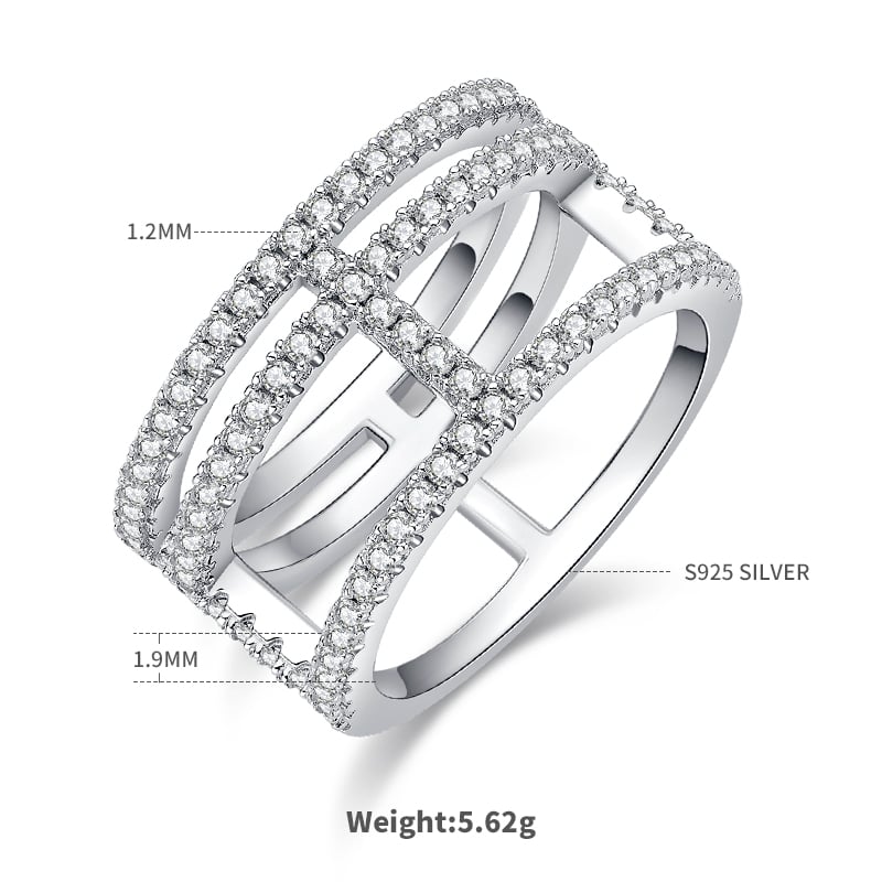 Moissanite Multi-Row Bridge Band Ring