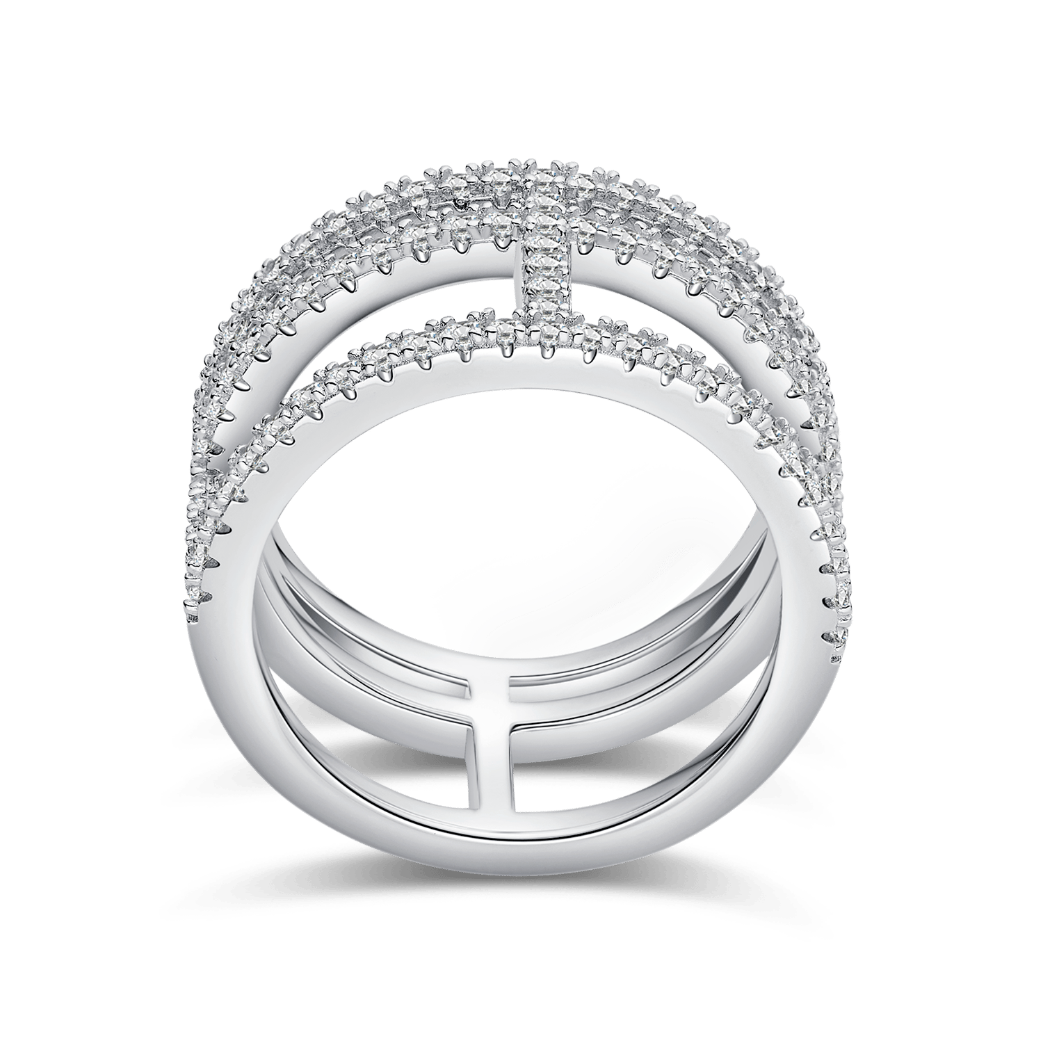 Moissanite Multi-Row Bridge Band Ring - Image 2
