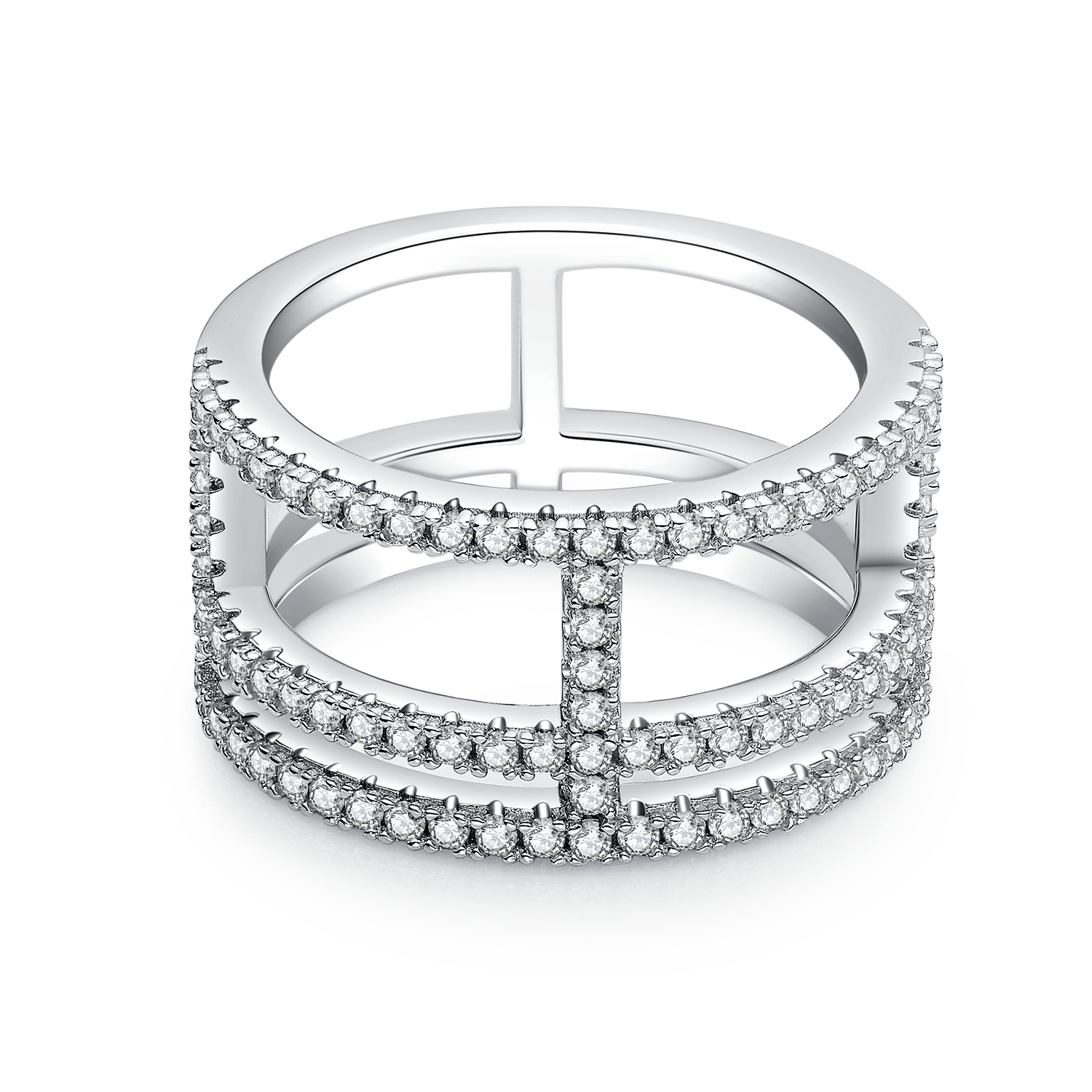 Moissanite Multi-Row Bridge Band Ring - Image 3