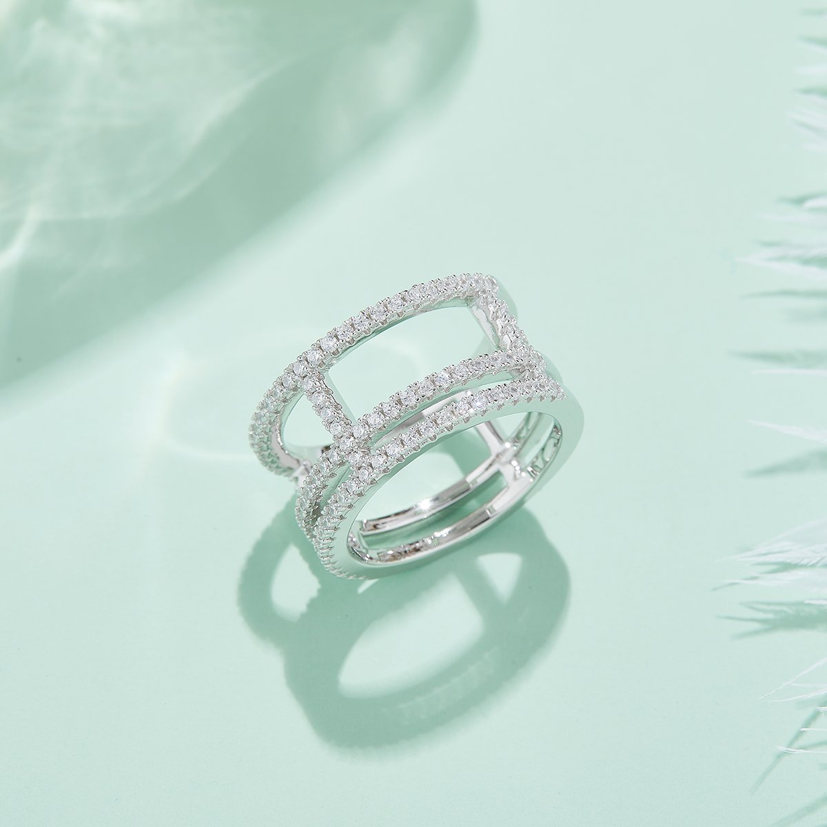 Moissanite Multi-Row Bridge Band Ring - Image 4